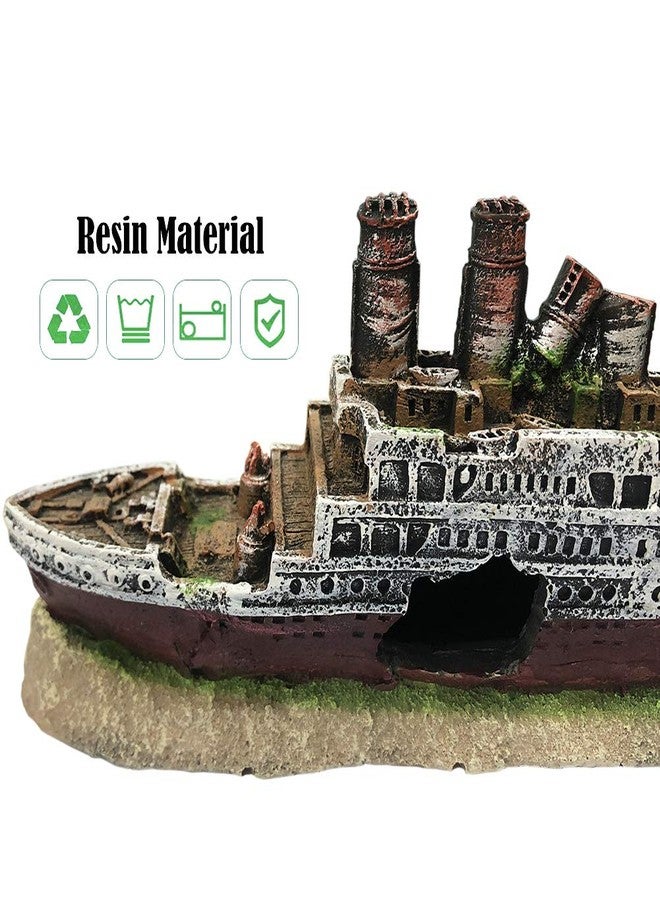 SLOCME Aquarium Titanic Shipwreck Decorations - Fish Tank Resin Material Pirate Ship Decor, Titanic Sunken Ship Ornament - Image 5